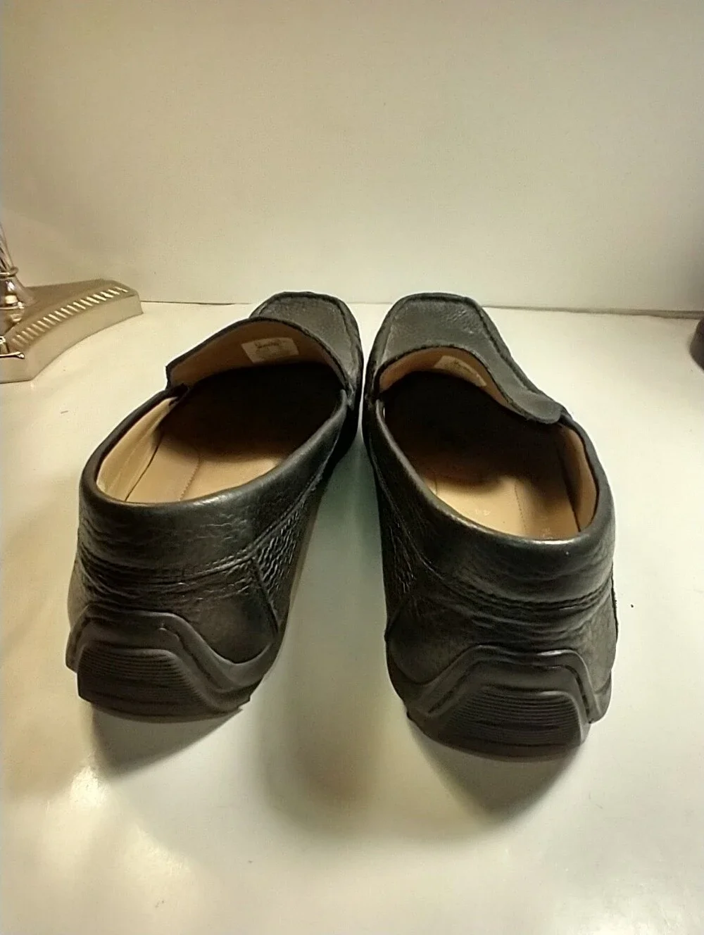 Ecco Black Leather Flex Sole Driving Moc Loafers Men's sz 10(44).